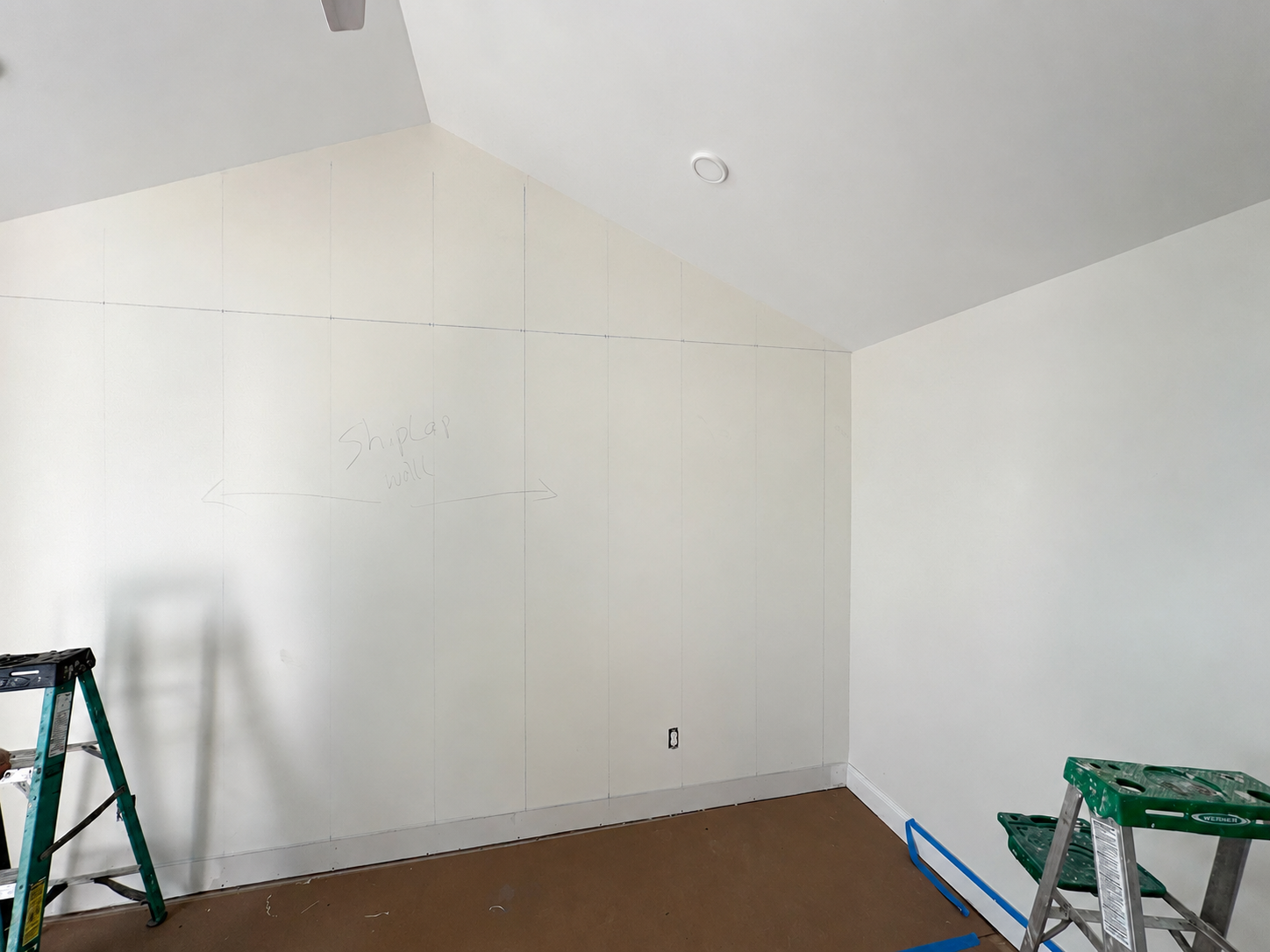 Accent wall before shiplap installation